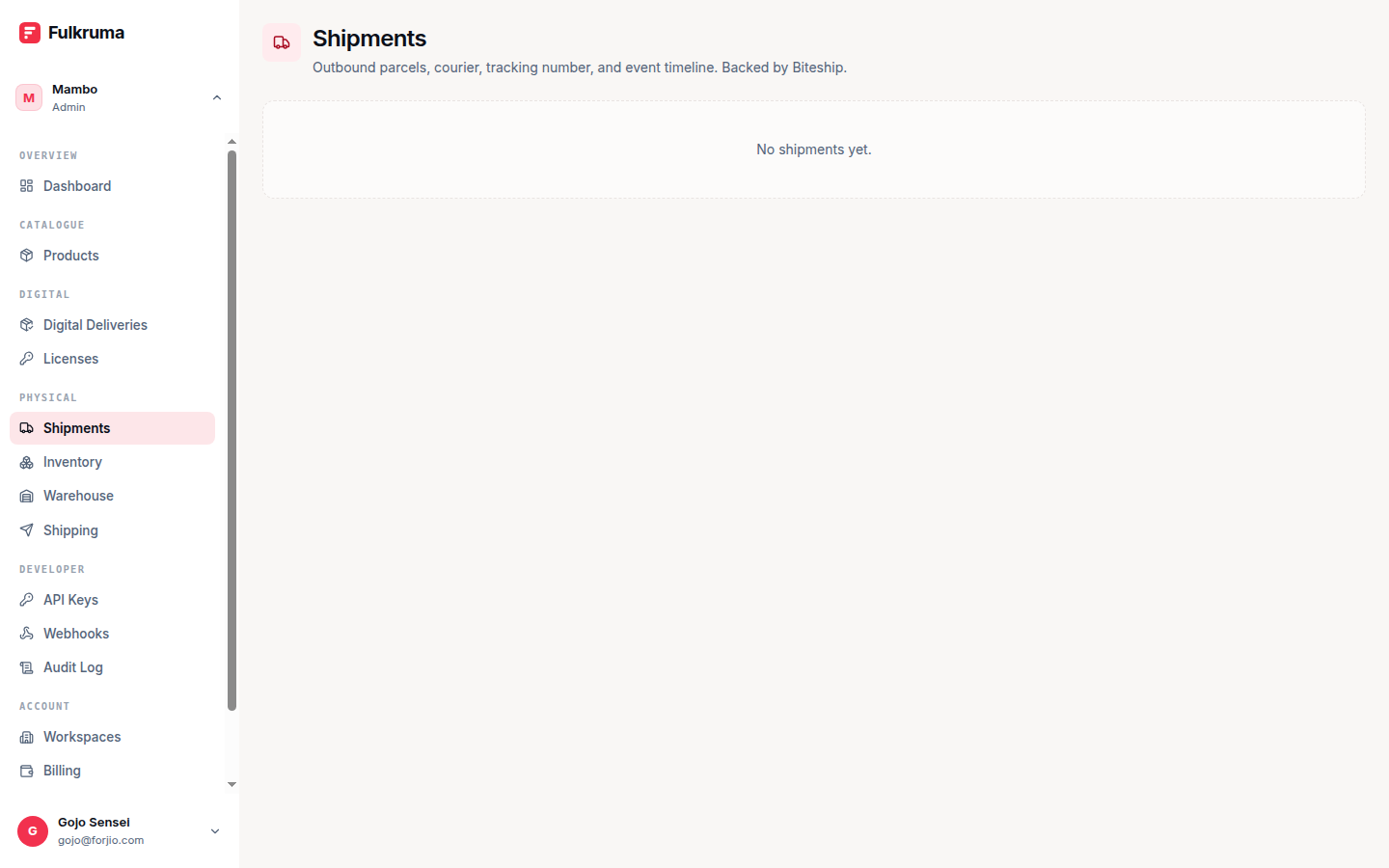Plugipay family portal: shipments